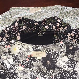 Loft Outlet Bundle of 3 Faux Wrap Blouses, Size L